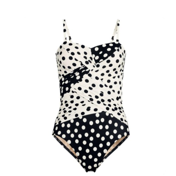 Lands’ End Women’s Size 18W SlenderSuit Wrap Bandeau One Piece Swimsuit NWT - Picture 2 of 8